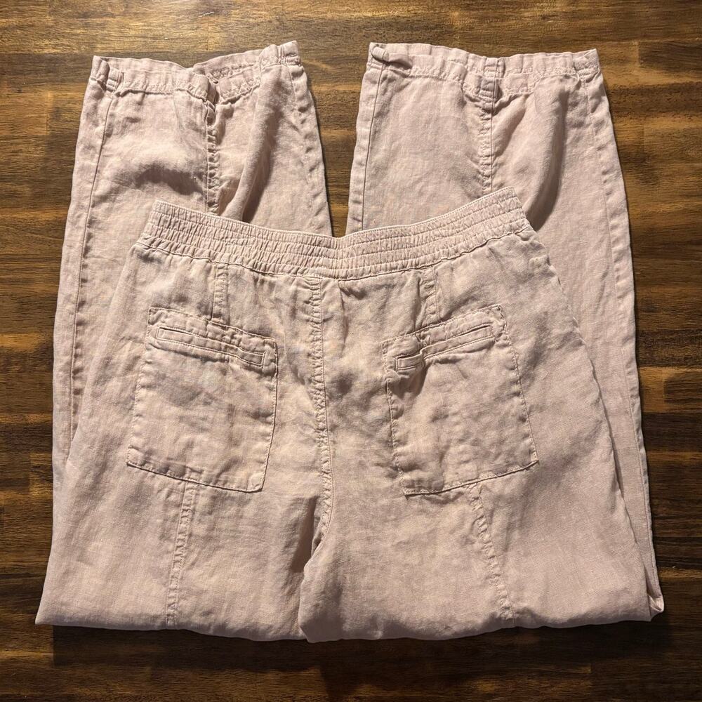 Wrap London Women’s 12 Pants Wide Leg 100% Linen Pull On High Rise Straight - Picture 4 of 11